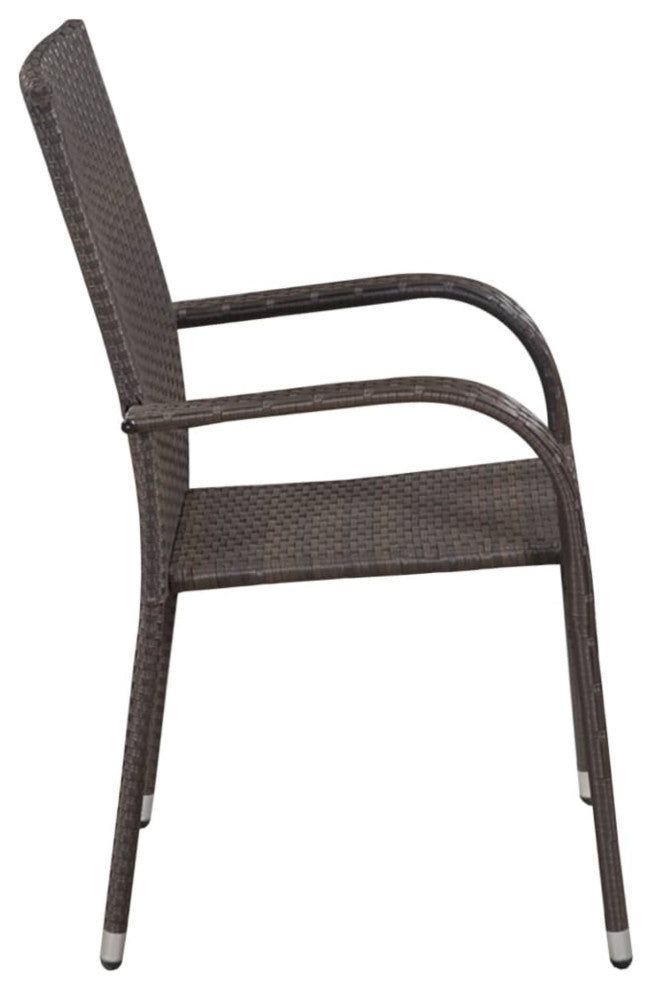 Vidaxl Stackable Outdoor Chairs, Set of 2, Poly Rattan Brown