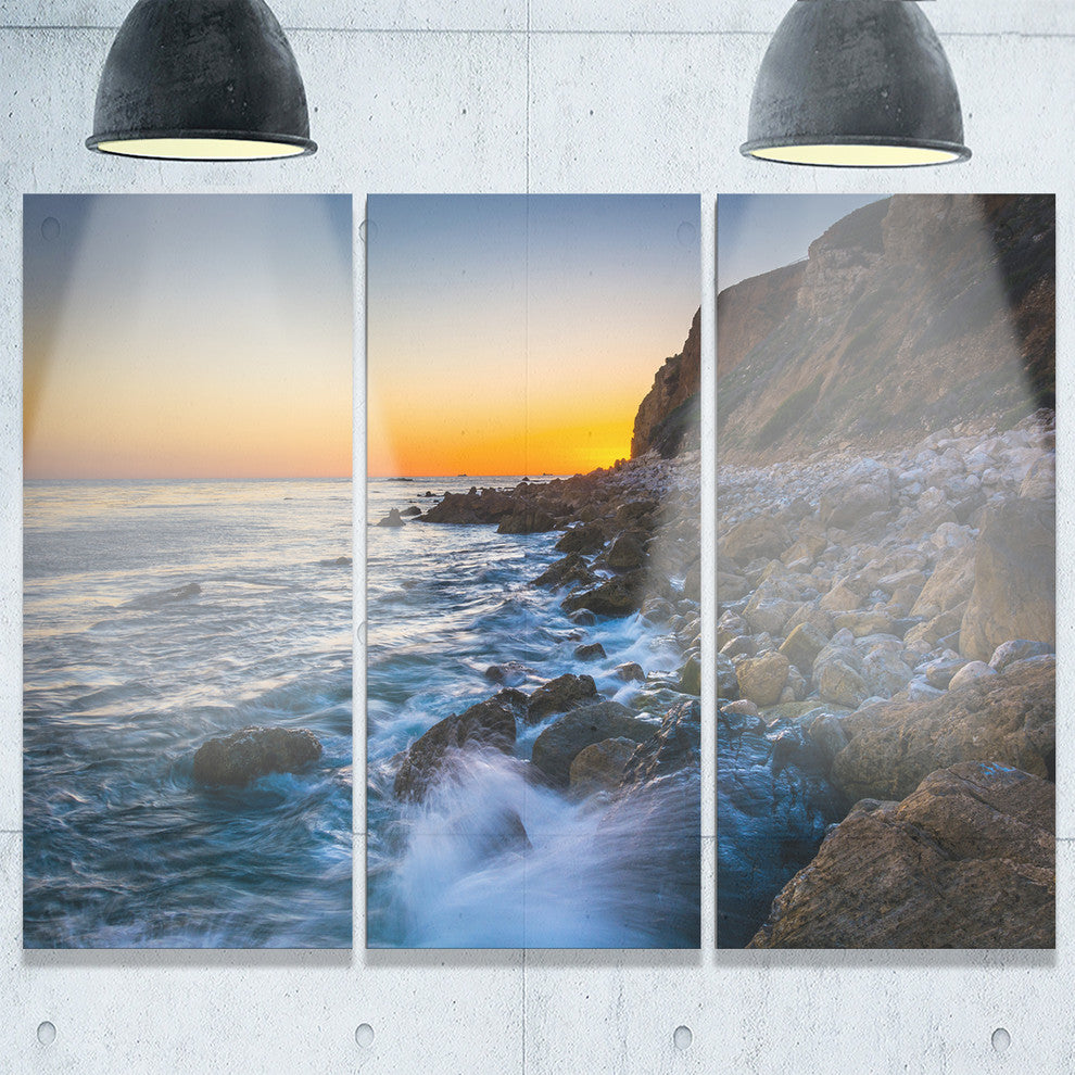 "Crashing Waves at Pelican Cove" Metal Wall Art, 3 Panels, 36"x28"