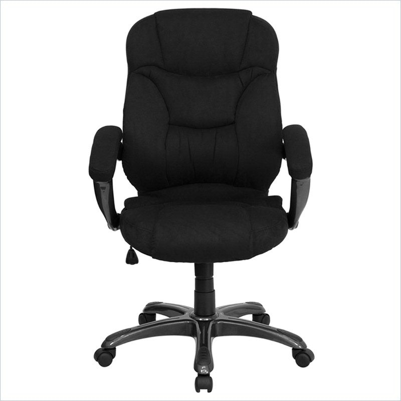 High Back Black Microfiber Contemporary Executive Swivel Chair With Arms