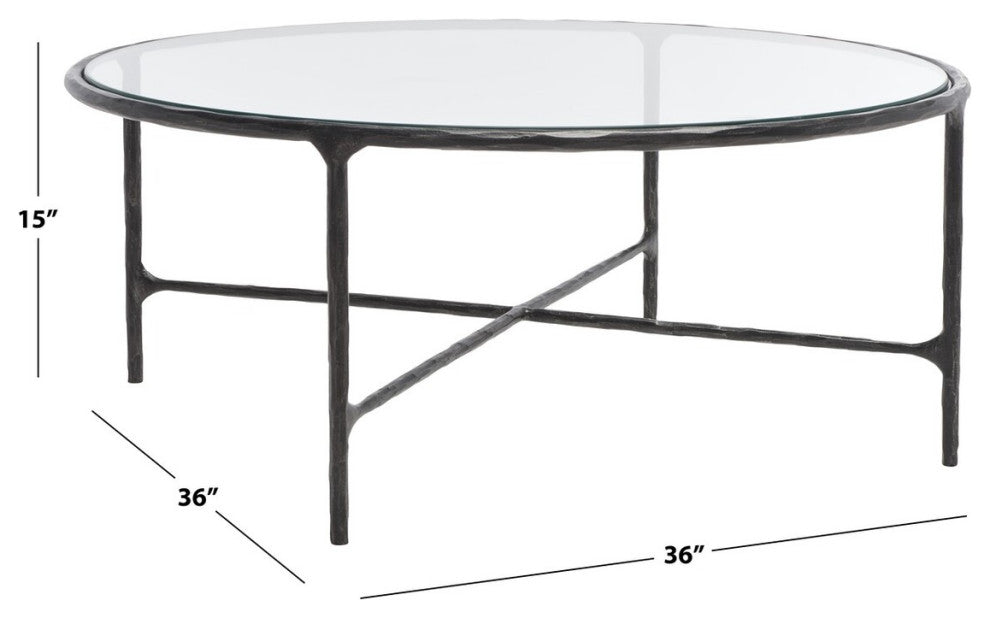 Safavieh Couture Jessa Round Metal Coffee Table, Black
