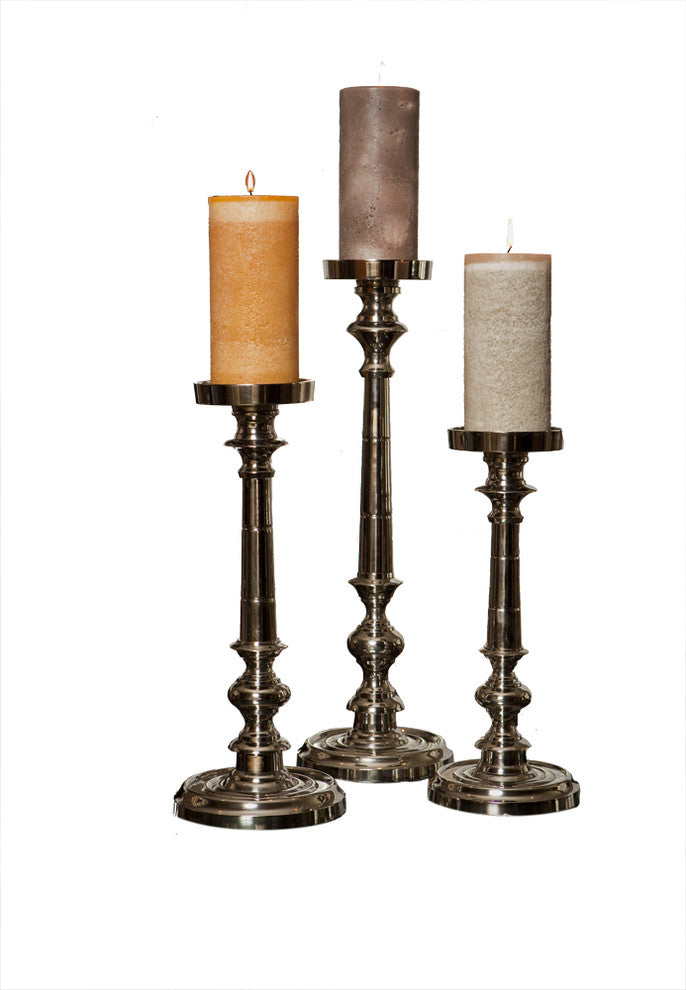 Bromham Aluminum Pillar Candleholder, Nickel