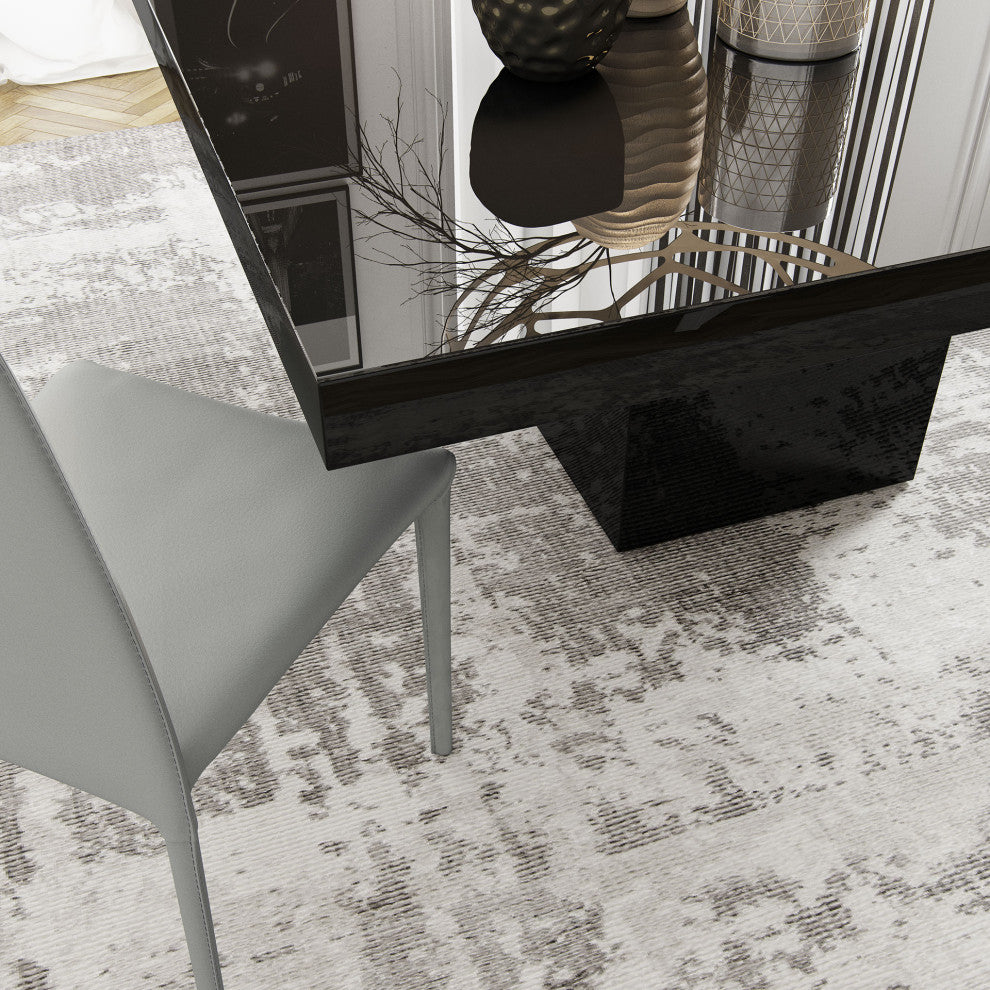 Morley Dining Table in Black Glass