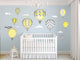Hot Air Balloons Fabric Wall Decals, Standard Size, Yellow