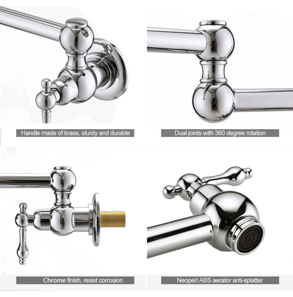 Pot Filler Faucet Wall Mount, Chrome