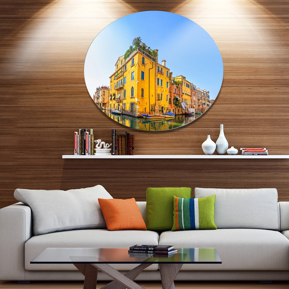 Venice Cityscape Water Canal, Round Wall Art, 36"