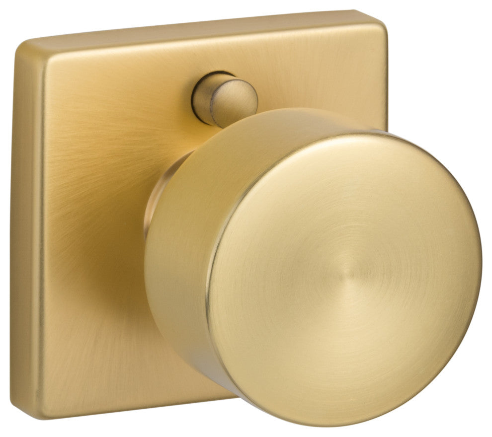 Modern Series Bergen Square Privacy Knob, Satin Brass
