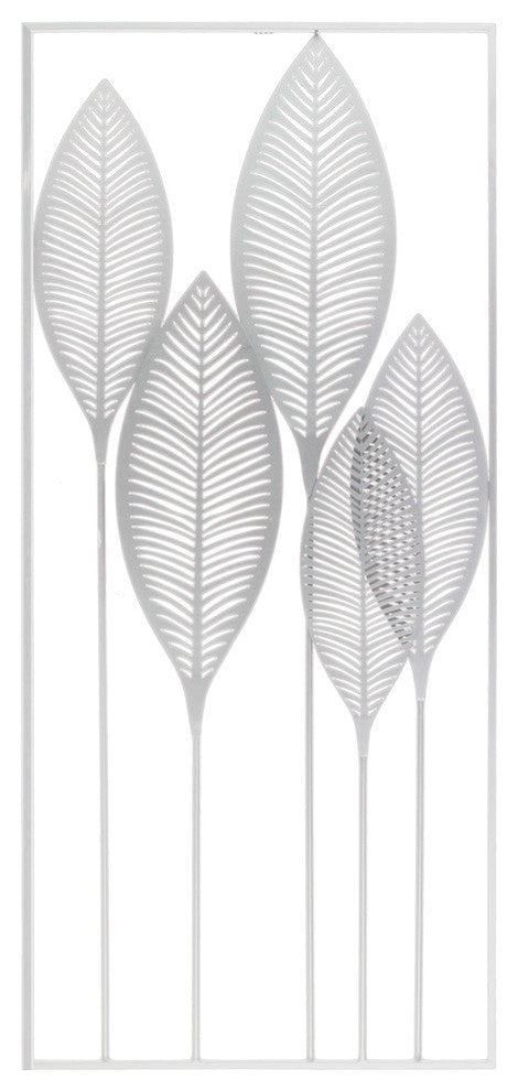 Metal Wall Art of Leaves With Frame, Portrait Orientation