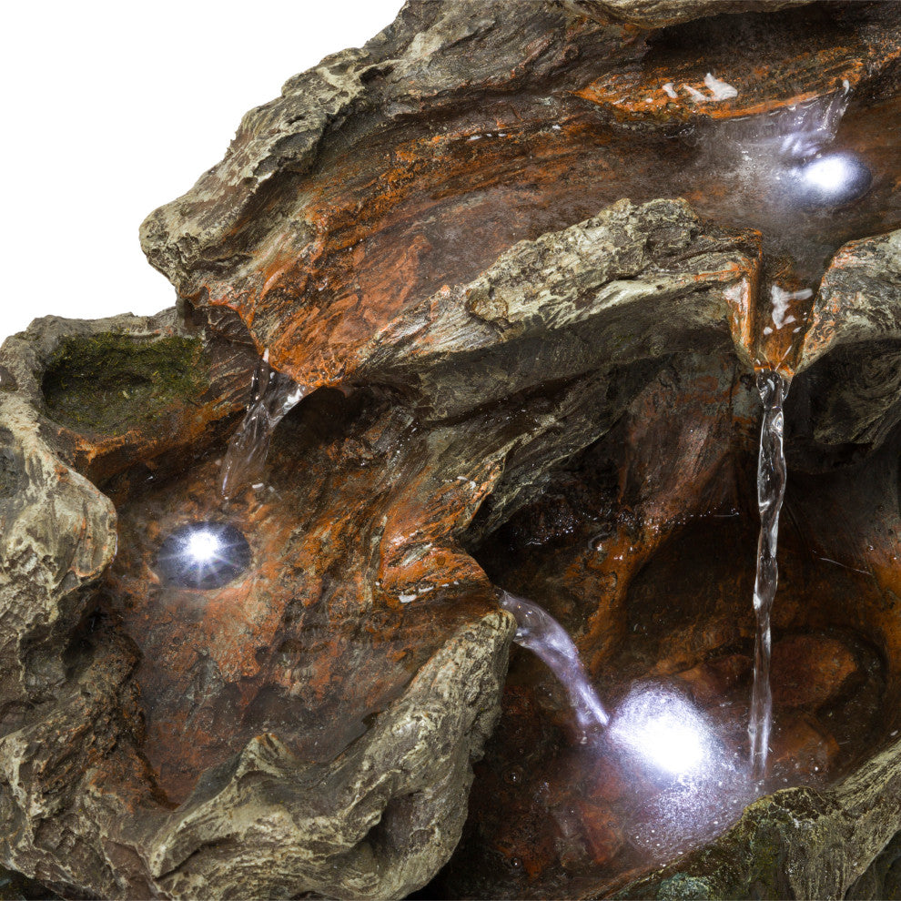 Alpine 3 Tier Rainforest Tabletop Fountain With LED Lights, 10"