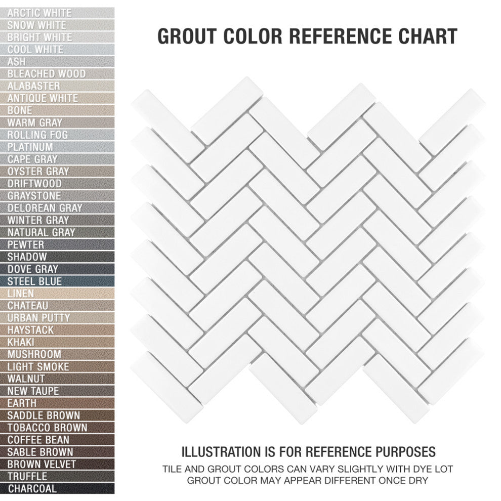 Metro Brick Herringbone Glossy White Porcelain Floor and Wall Tile