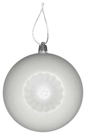 4" Matte Retro Reflector Shatterproof Christmas Ball Ornaments, Winter White