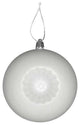 4" Matte Retro Reflector Shatterproof Christmas Ball Ornaments, Winter White