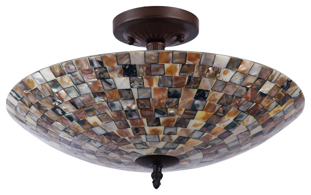 Shelley Mosaic 2-Light Semi-Flush Ceiling Fixture 16"