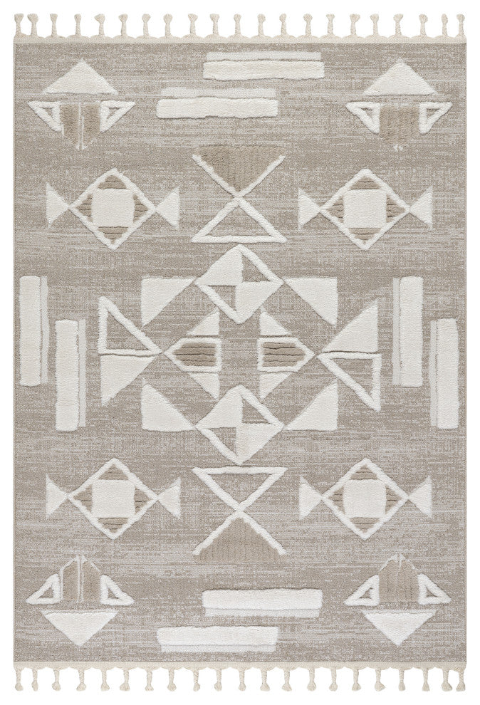 Eden Southwestern Tasseled Area Rug, Light Beige 3' x 5'