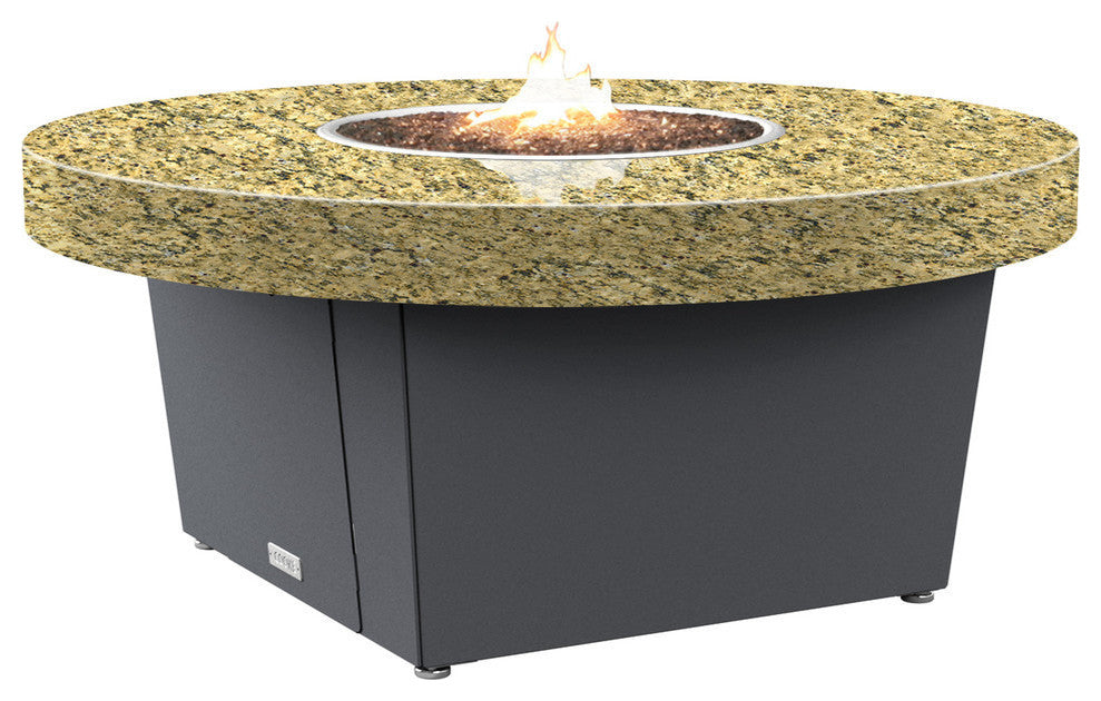 Circular Fire Pit Table, 48", Propane, Santa Cecillia Granite Top, Gray