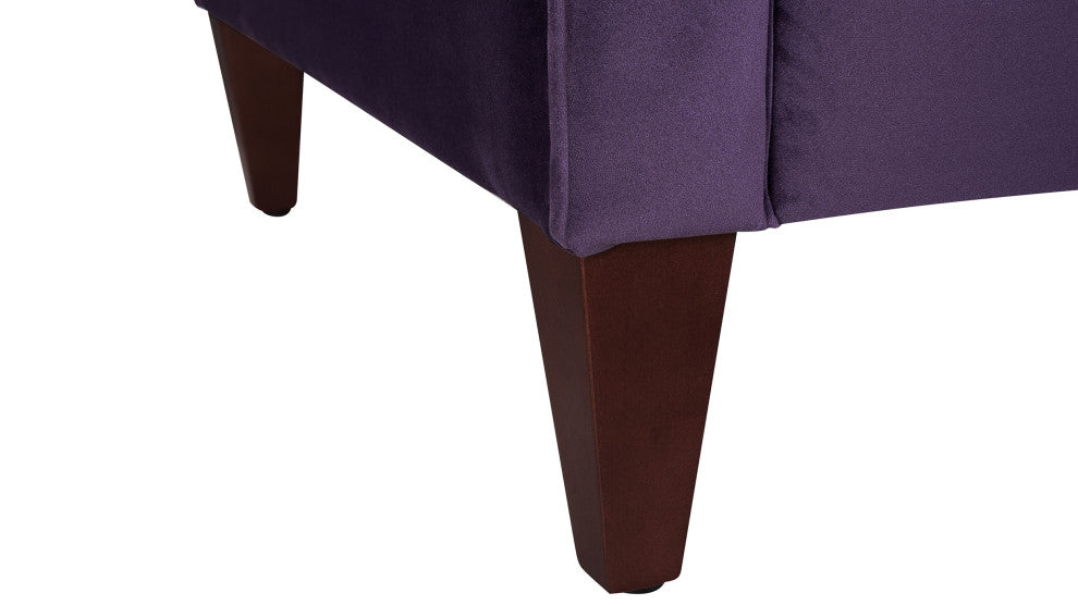 Jack 84" Modern Tuxedo Sofa With Bolster Pillows, Purple Velvet