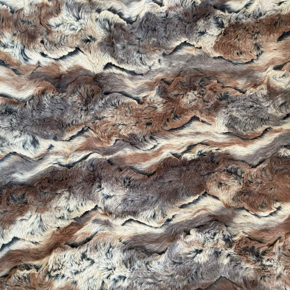 Brown Wild Rabbit Faux Fur Luxury Throw Blanket, Throw 60Wx72L