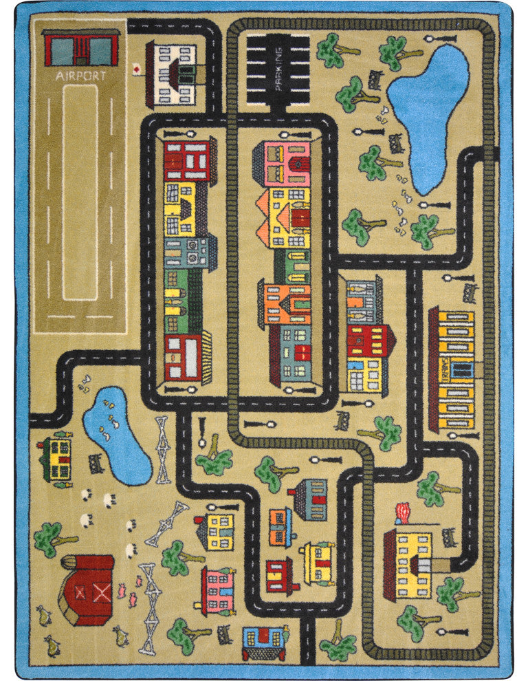 Kid Essentials Rug, Tiny Town, Sandstone, 5'4"x7'8"