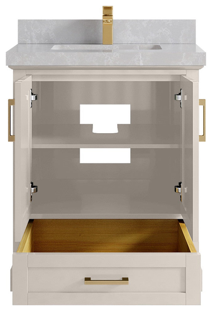 Boston 30" Single Sink Bath Vanity in Fine Grain 2" Pearl Gray