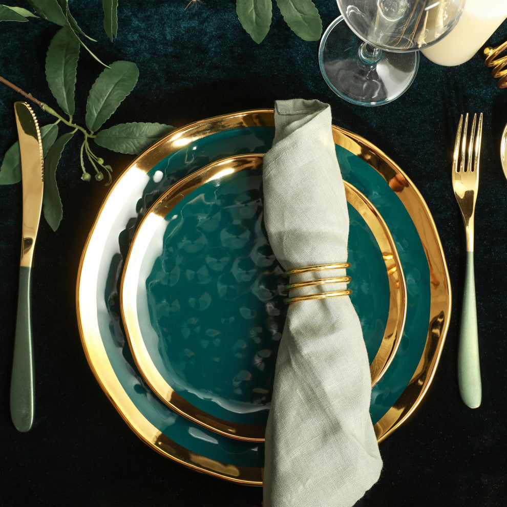 Stone Lain Florian Porcelain 32 Piece Dinnerware Set, Green