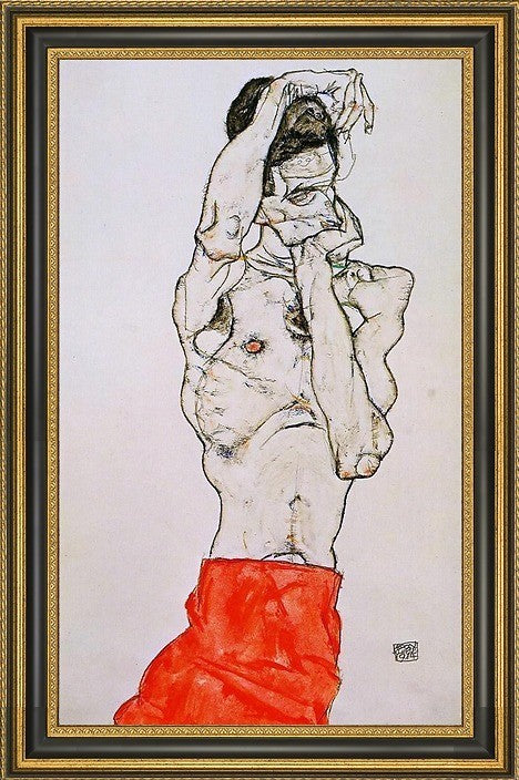 Egon Schiele Standing Male Nude Red Loincloth