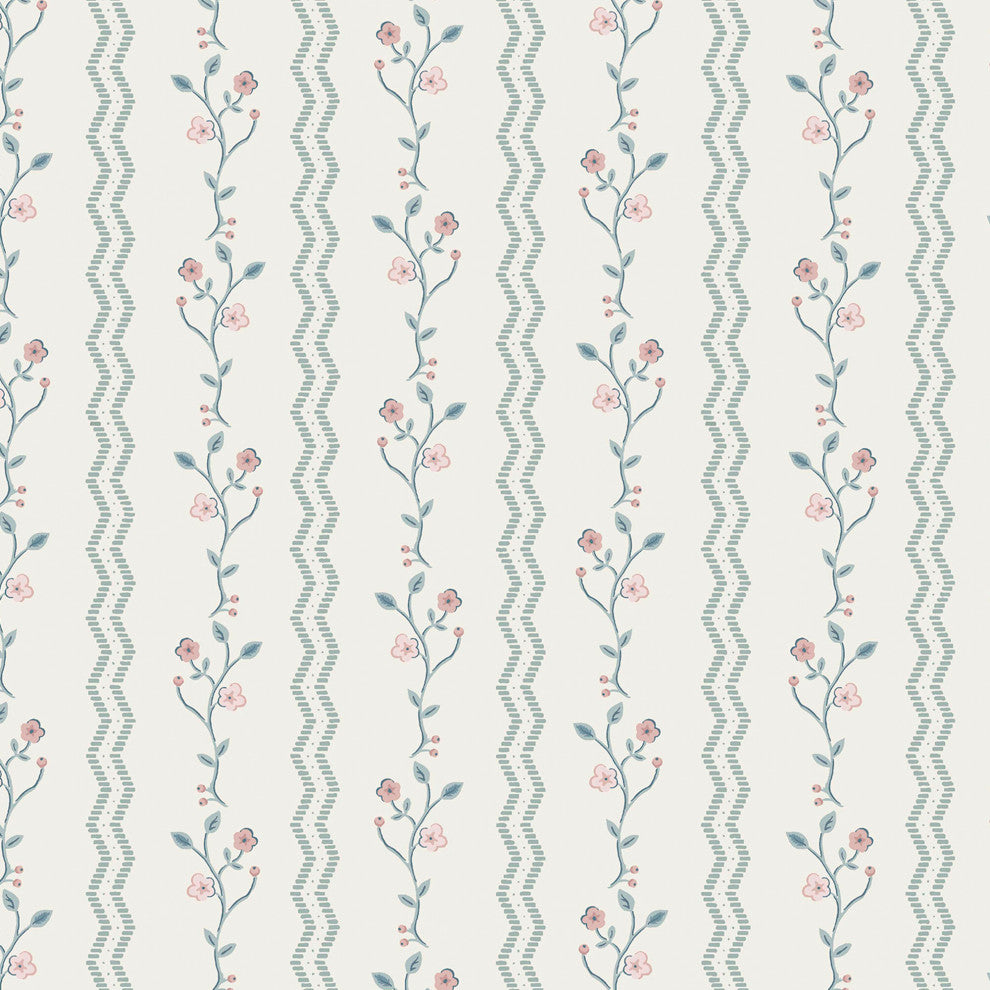 Laura Ashley Blencow Stripe Dark Duck Egg Blue Wallpaper