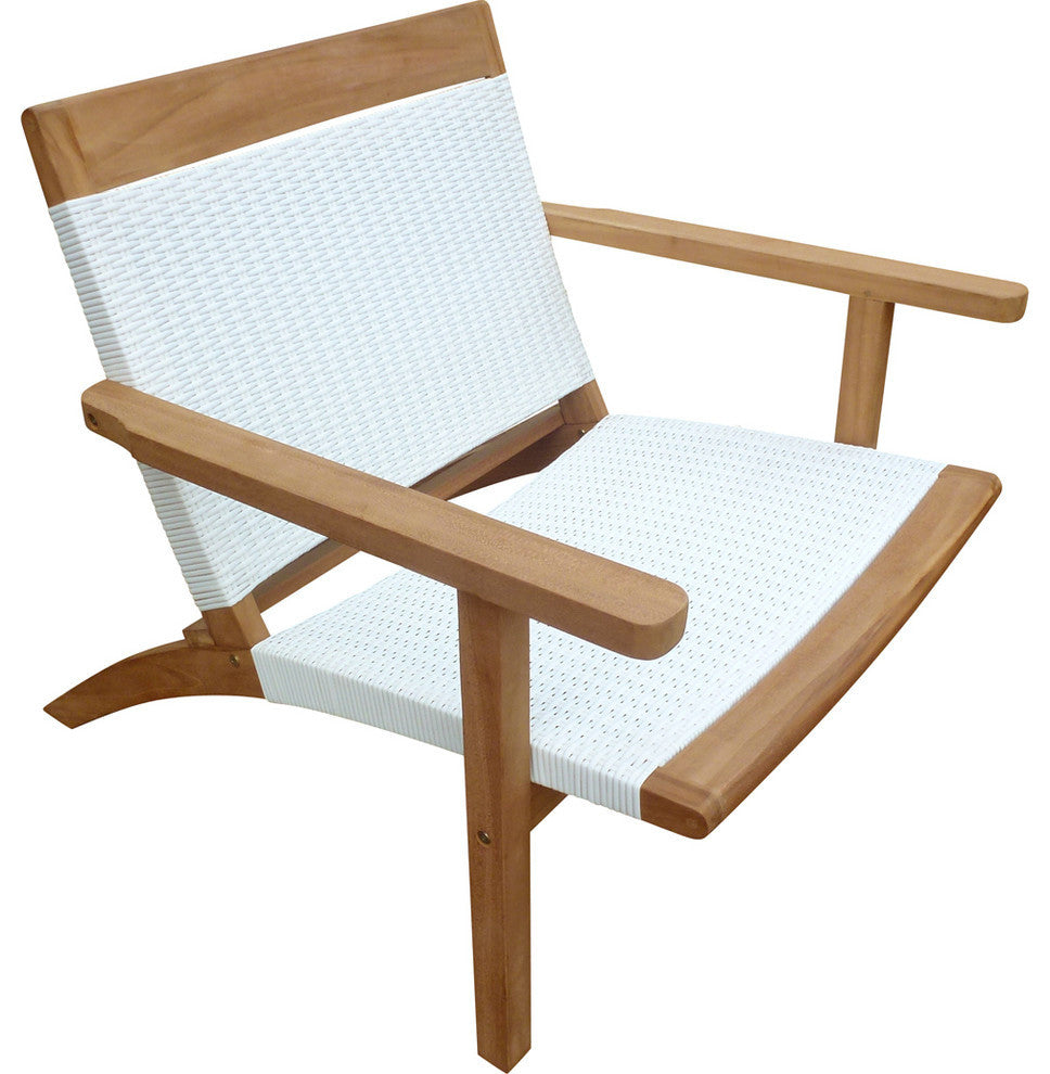 Teak Wood Paris Outdoor Patio Lounge and Dining Chair, White