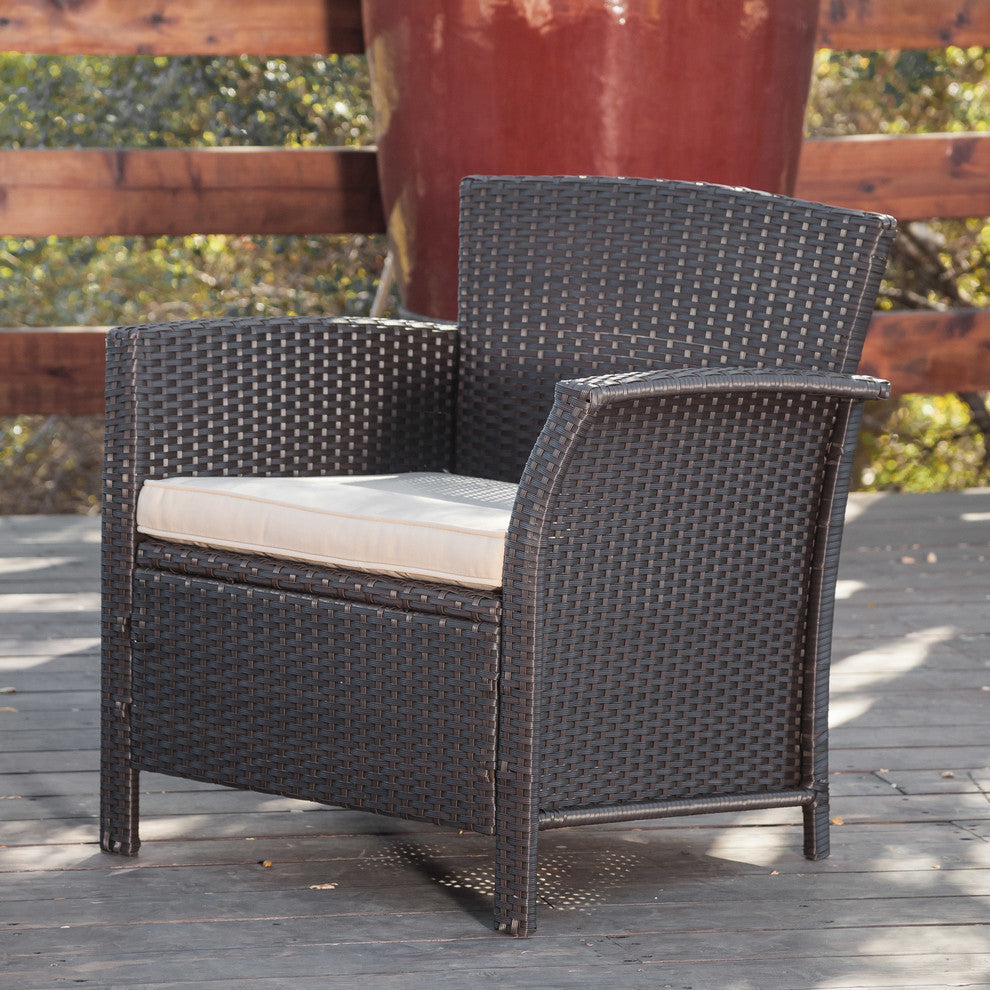 GDF Studio 4-Piece Clearwater Outdoor Brown Wicker Sofa Set