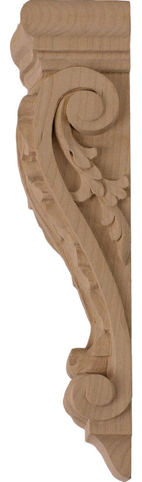 4 1/2"W x 2 3/4"D x 10"H Small Farmingdale Acanthus Pilaster Corbel, Cherry