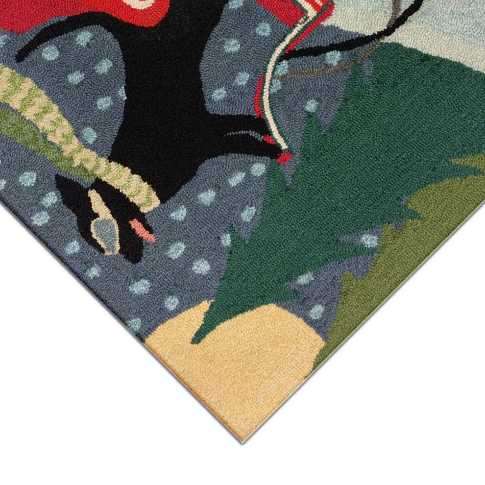 Frontporch Sledding Dog Indoor/Outdoor Rug Multi 2'6x4'