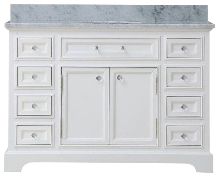 Derby White Bathroom Vanity, Pure White, 48" Wide, One Mirror, No Faucet