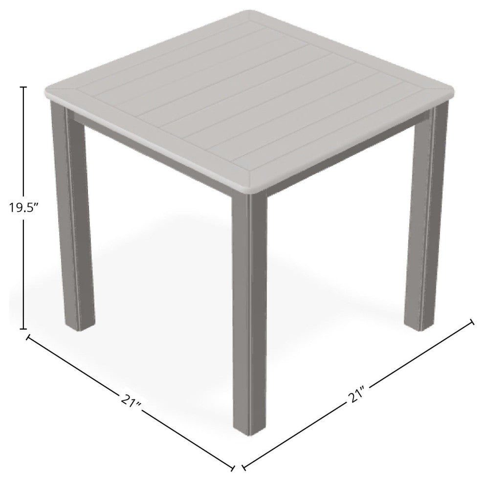 21" Square Marine Grade Outdoor End Table, Warm Gray