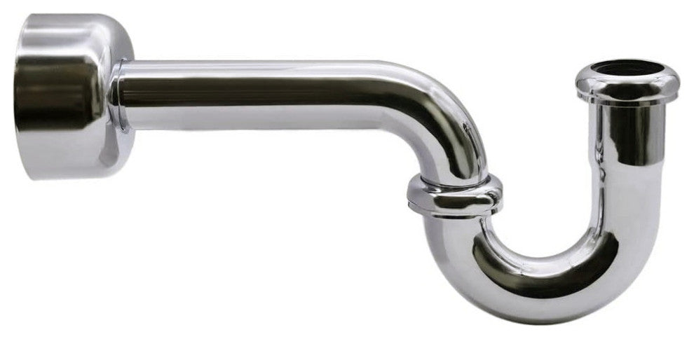 1.5" X 1.5" P-Trap With High Box Flange In Polished Brass, Polished Nickel