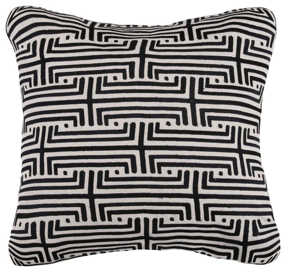Labyrinth Graphite Embroidered Decorative Pillow
