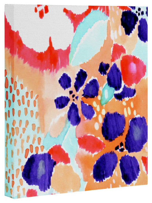 Deny Designs Cayenablanca Ikat Flowers Art Canvas