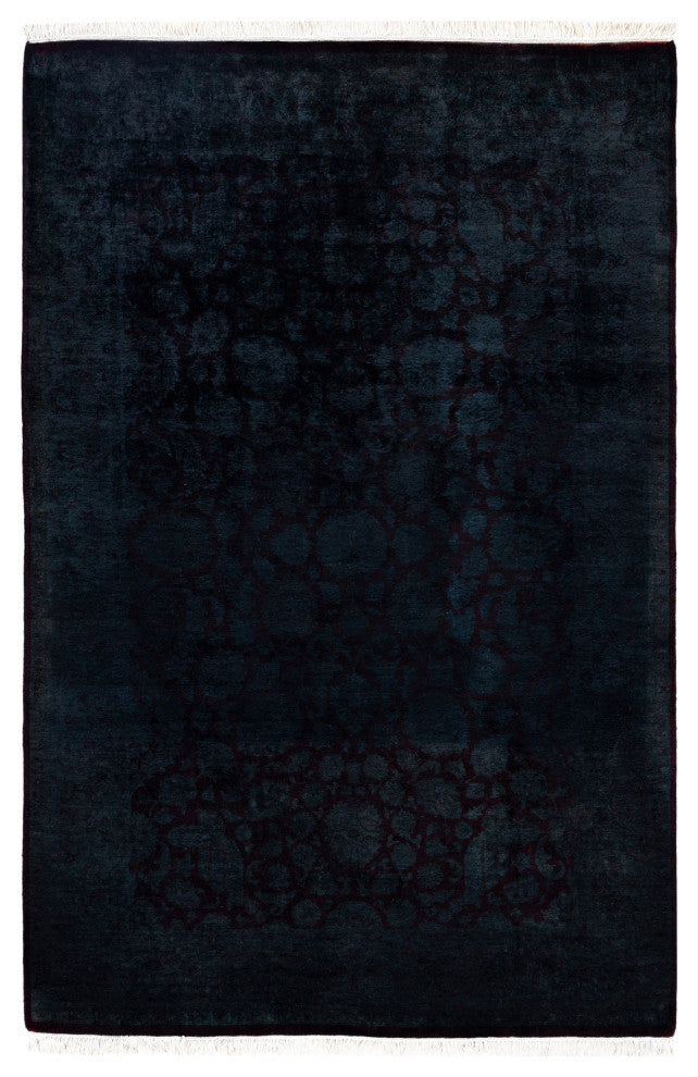 Overdyed One-of-a-Kind Hand-Knotted Area Rug Black, 4' 2" x 6' 3"