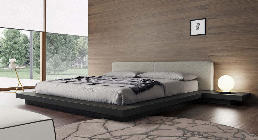 Akanji Bed Ecru Fabric and Wenge / Queen