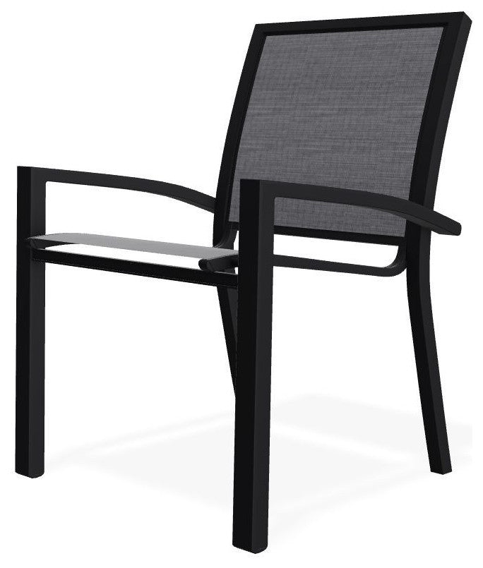 Kendall Sling Stackable Outdoor Dining Chair, Augustine Pewter/Black