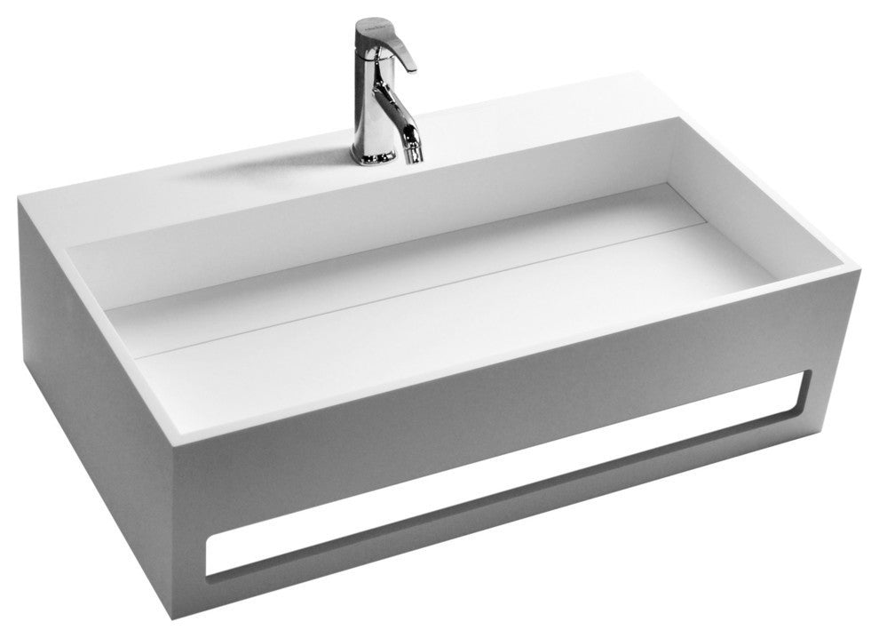 ADM Rectangular Countertop Sink, White, 28", Matte White