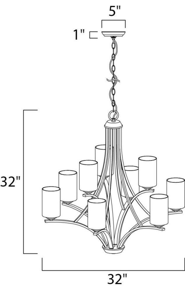 Deven 9-Light Chandelier, Oil Rubbed Bronze, Satin White Glass