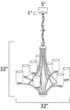 Deven 9-Light Chandelier, Oil Rubbed Bronze, Satin White Glass
