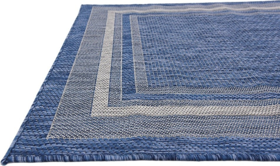 Unique Loom Blue Soft Border Outdoor 4' 0 x 6' 0 Area Rug