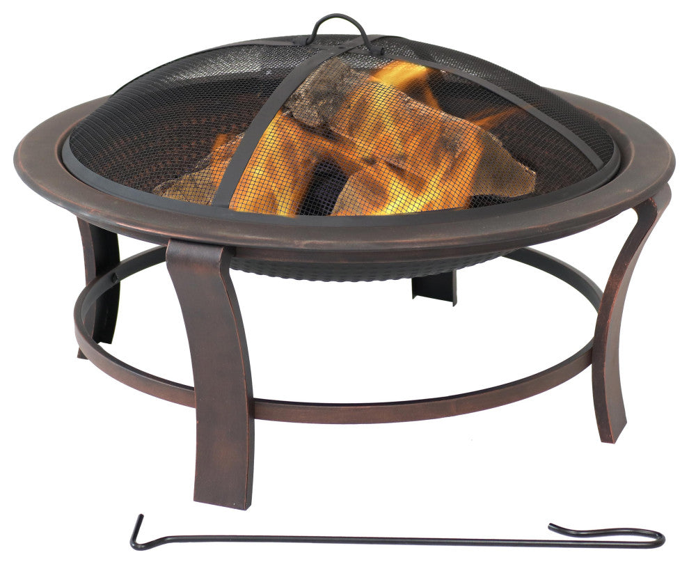 Sunnydaze 29" Elevated Round Fire Pit Bowl With Stand Set
