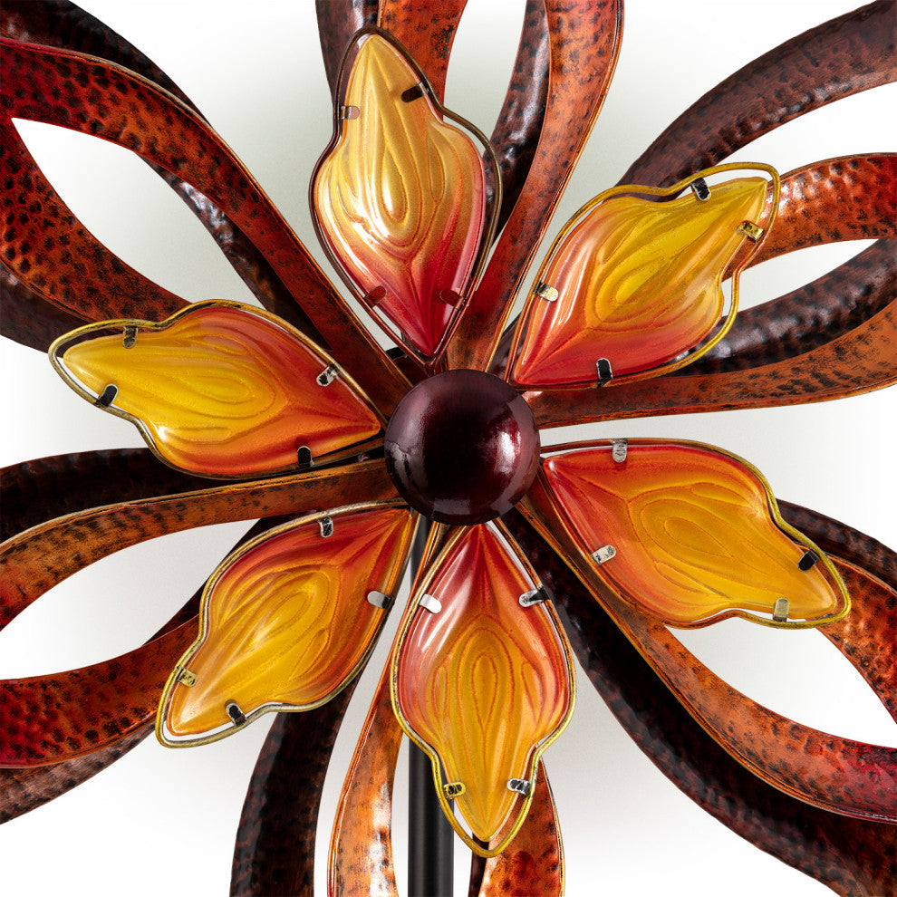Metal Double-Sided Flame Spinning Garden Stake, 96"