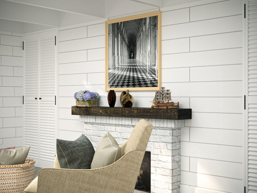 Solid Beam Fireplace Mantel Shelf, Dark Chocolate, 48"