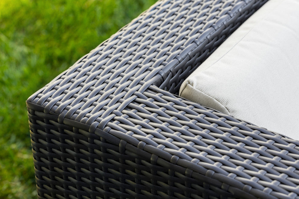 Ohana 7-Piece Deep Seating Sectional Set, Beige, Black Wicker
