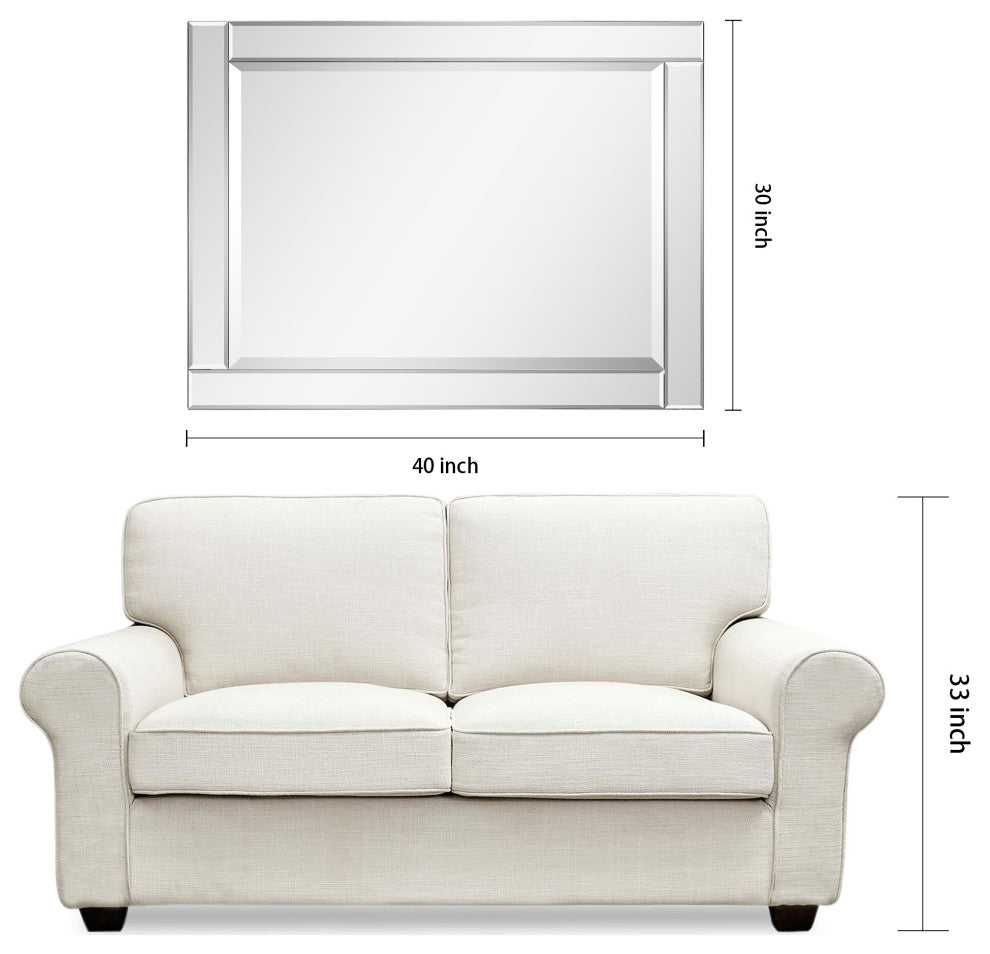 Modern Beveled Wall Mirror, 30"x40"