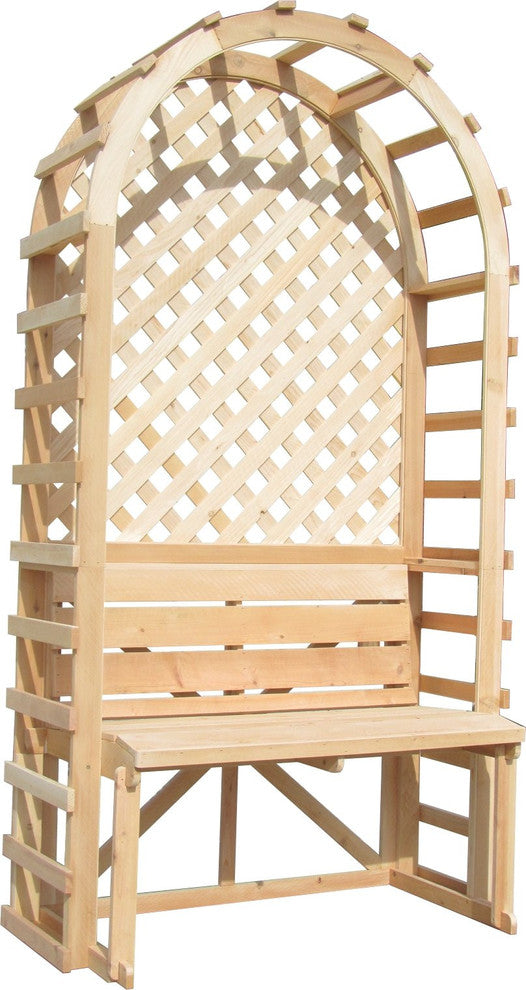 SamsGazebos English Cottage Garden Arbor With Bench & Trellis Backdrop, 42"