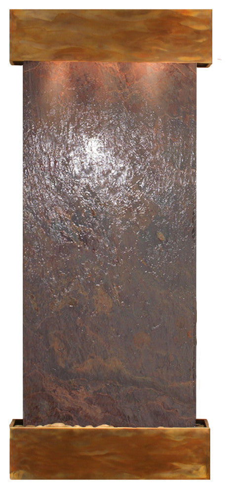 Inspiration Falls Water Fountain, Multi-Color Slate, Rustic Copper, Square
