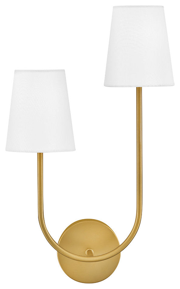 Lark Cora Large Two Light Sconce, Lacquered Brass