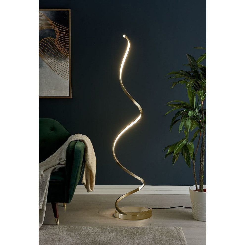 Modern Spiral Dimmable Integrated Led Floor Lamp, Gold